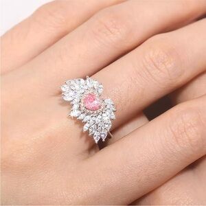 Size 8 Love Wing Ring/Heart Cut Gemstone Heart Design Ring